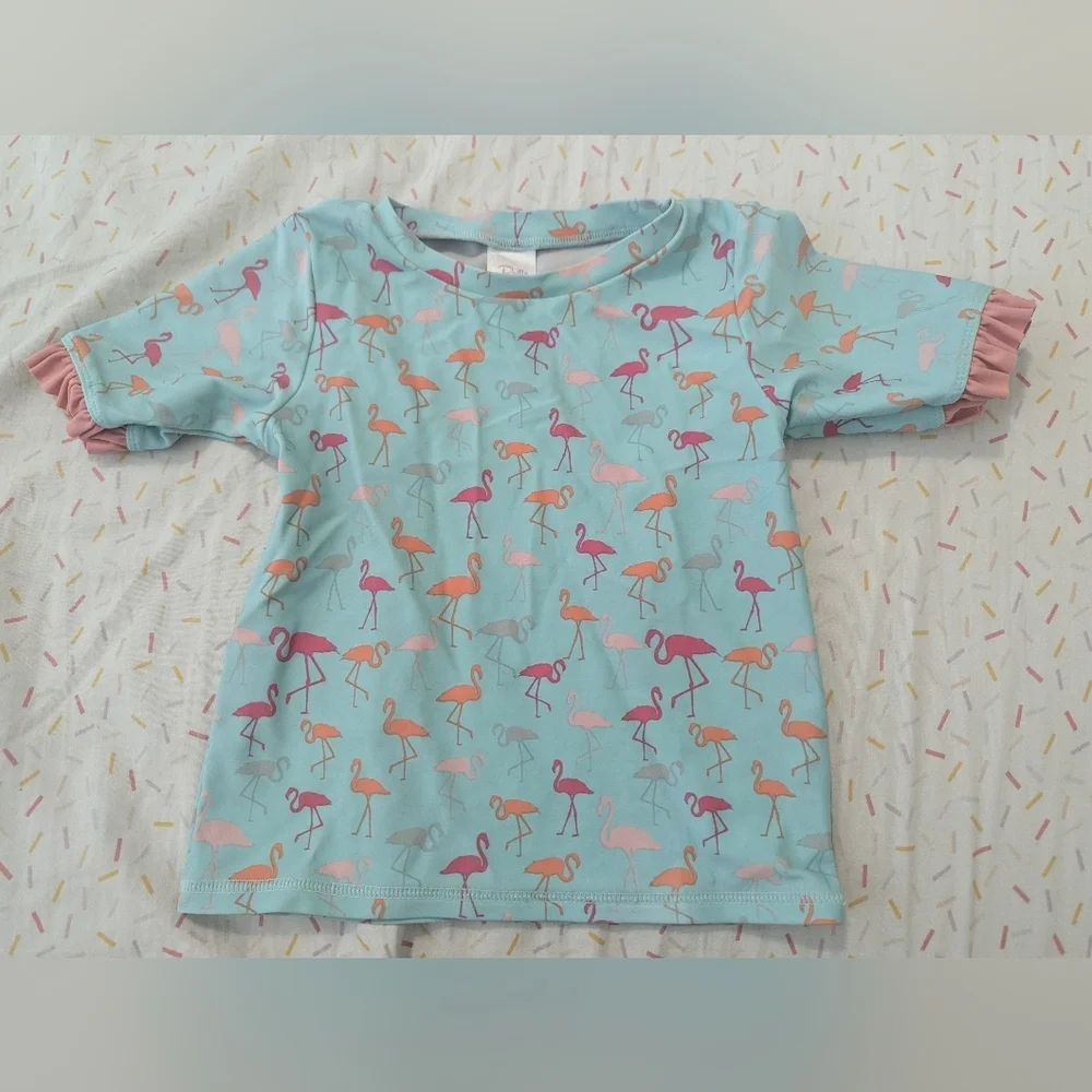 Ruffle Butts Flamingo Rash Guard